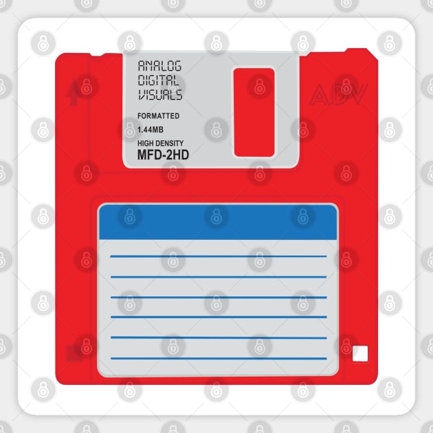 Floppy Disk (Red Colorway) Analog / Computer Magnet by Analog Digital Visuals